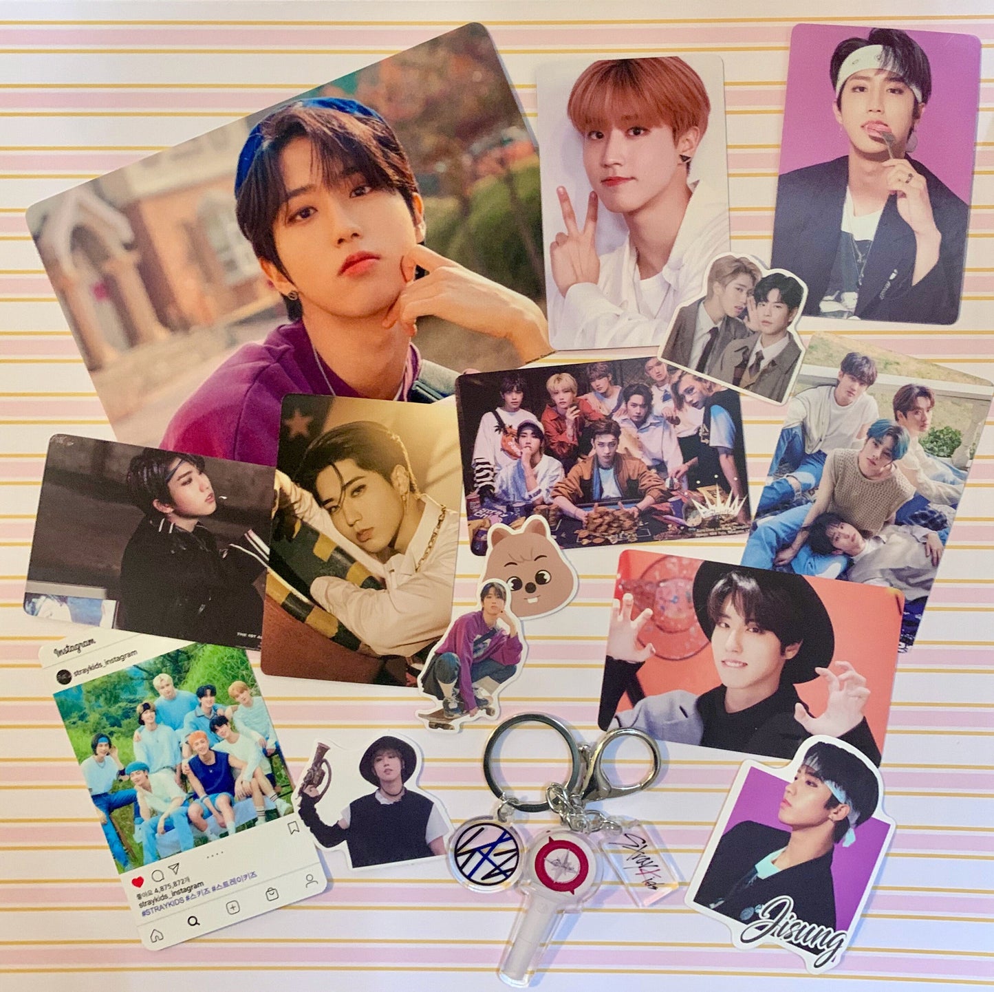 Lee Know Stray Kids Bias Pack | Basic Pack | Key Chain | Photo cards | Random | Gift for friends