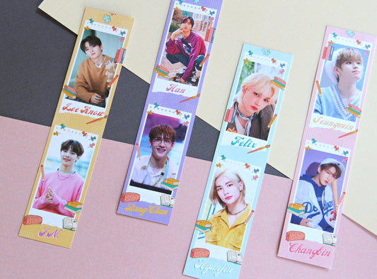 Stray Kids Cardstock Bookmarks |  Laminated | Bang Chan,  Seungmin, IN, Lee Know,  Hyunjin, Changbin, Felix, Han
