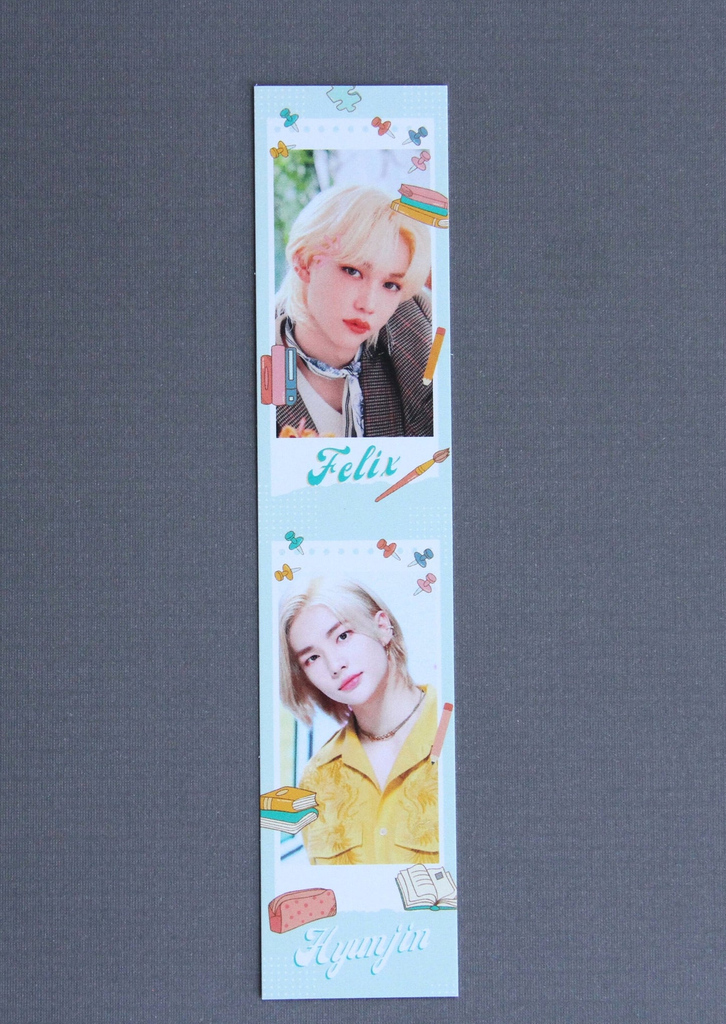 Stray Kids Cardstock Bookmarks |  Laminated | Bang Chan,  Seungmin, IN, Lee Know,  Hyunjin, Changbin, Felix, Han
