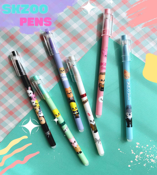 Skzoo inspired pen| Stray Kids stationary | Erasable pen | Leebit, Han, Foxi.NY, Quokka, Bbokari, Wolf Chan ,PuppyM, Jiniret and Dwaekki.