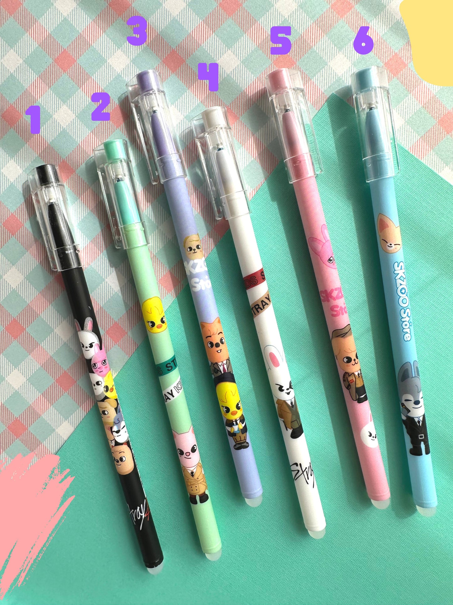 Skzoo inspired pen| Stray Kids stationary | Erasable pen | Leebit, Han, Foxi.NY, Quokka, Bbokari, Wolf Chan ,PuppyM, Jiniret and Dwaekki.