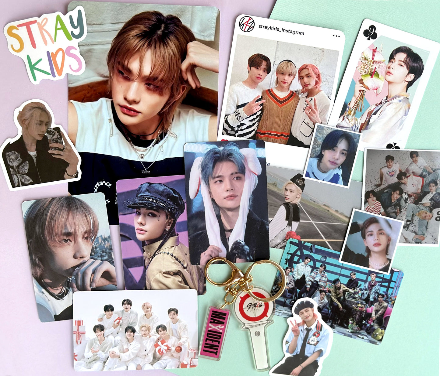 Felix Stray Kids Bias Pack | Basic Pack | Key Chain | Photo cards | Random | Gift for friends Active