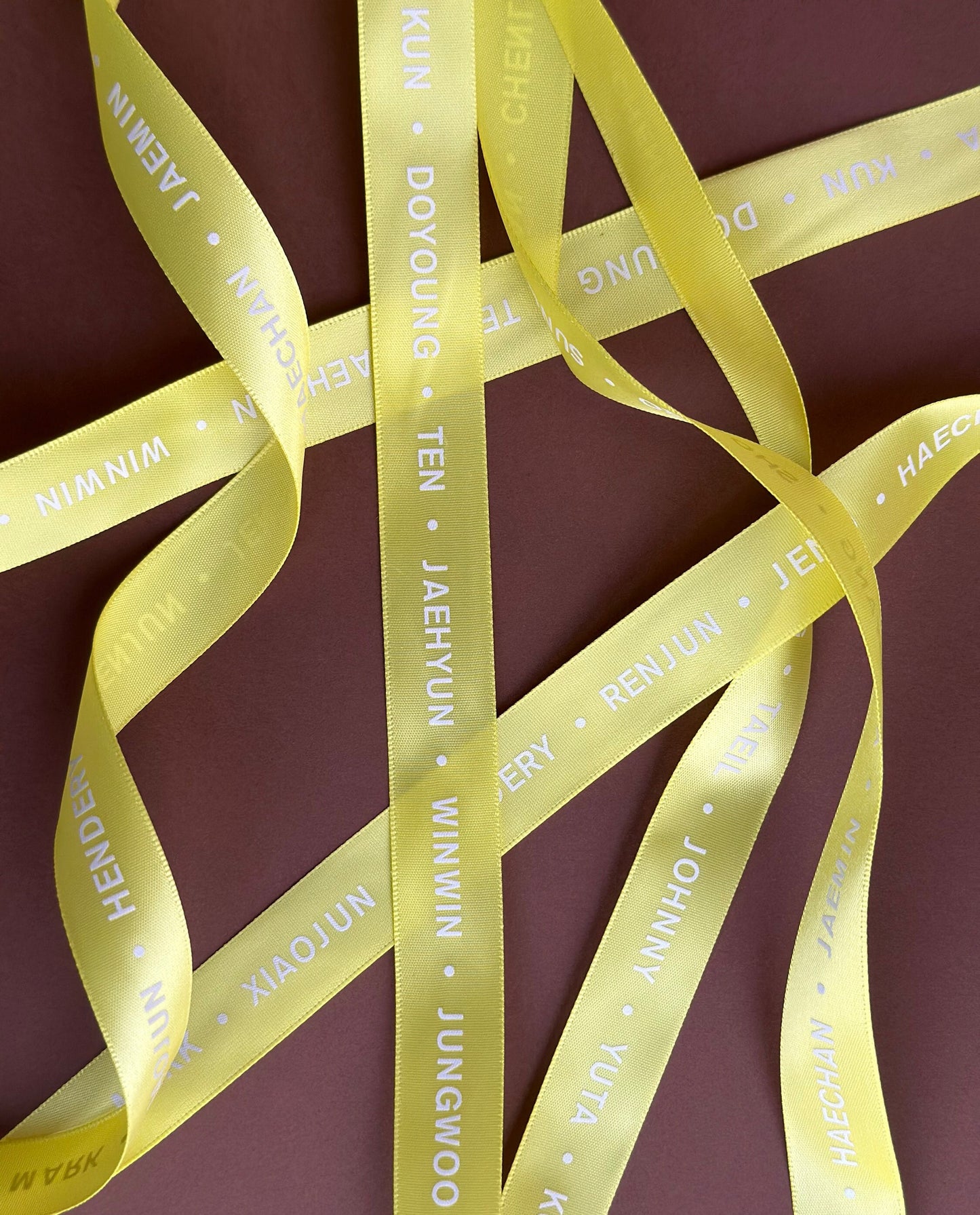 NCT Ribbon | NCTizen | Neon-White | Kpop Merch | Meumwonbong Bow | Taeyong, Taeil, Yuta, Doyoung, Jaehyun, Jungwoo, Hendery, Lucas, Mark,