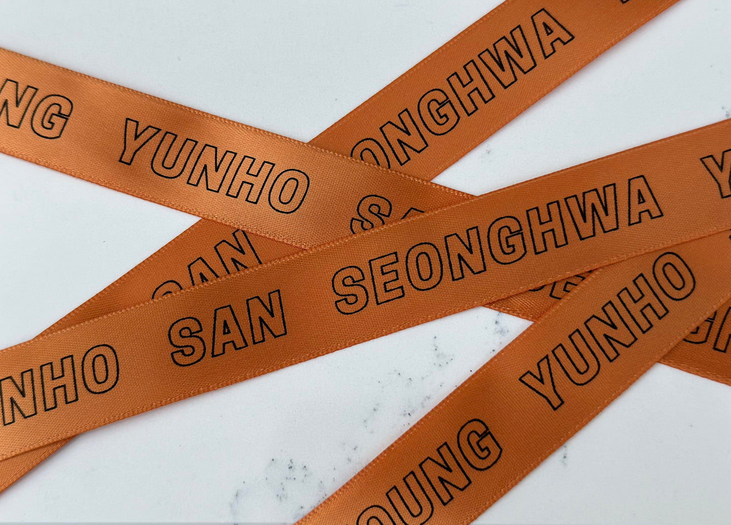 ATEEZ Ribbon | ATINY | Orange | Lightstick Bow| Sling | Kpop Merch | Mingi, Seonghwa, Wooyoung, Yeosang, San, Hongjoong, Yunho, Jongho